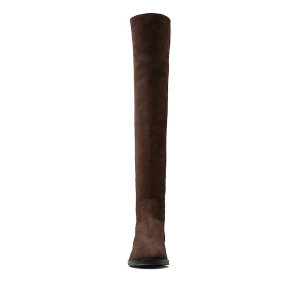 Clarks Womens Pure Caddy Knee High Boots Dark Brown | UK-8239517